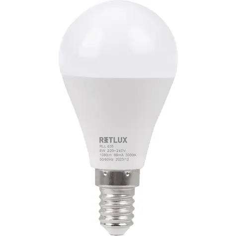 Retlux RLL 635 G45 E14 mini Globe 8W / 1080 lm / 3000K - teplá biela / D 
