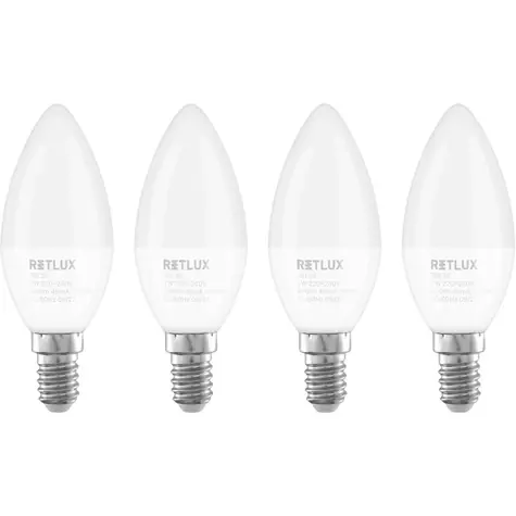 Retlux REL 35 LED C37 4x5W E14/430 lm/3000K - teplá biela / 4ks
