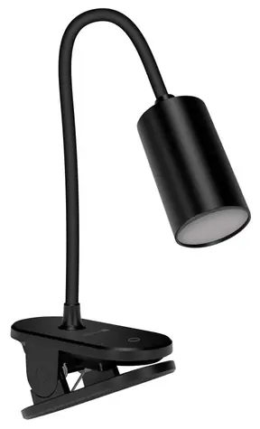 Connect IT CLIP 2 čierna / Stolová LED lampička s klipom / 4W / 180 lm / Aku 1200 mAh