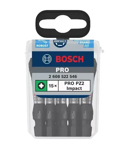 BOSCH 2608522546 / Sada bitov PZ2 / Dĺžka 55 mm / 15 ks