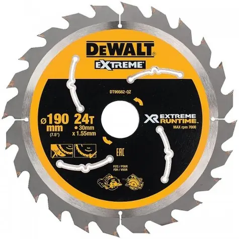 DeWalt DT99562 / Pílový kotúč pre kotúčové píly / Priemer 190x30 mm / Šírka rezu 1.55 mm / Počet zubov 24