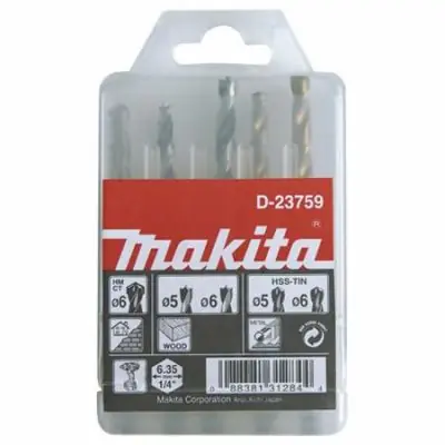 Makita D-23759 Sada Vrtákov s upnutím šesťhran 1|4" (5 ks)