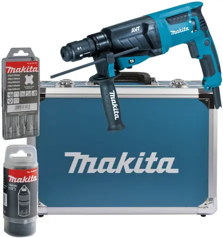 Makita HR2631FT13 / Kombinované kladivo s príslušenstvom / 800W / 1200 ot-min / 4600 príklepov-min / 2.4J / SDS-Plus