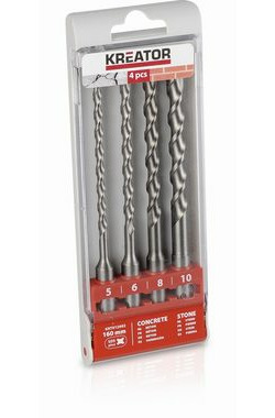 KREATOR KRT012602 / Sada vrtákov SDS-plus / Priemer 5-10 mm / Dĺžka 160 mm / 4 ks