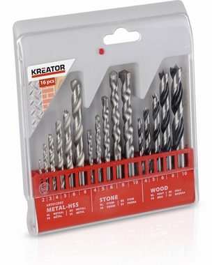 KREATOR KRT012502 / Sada vrtákov do kovu | kameňa | dreva / Priemer 2-10 mm / 16 ks