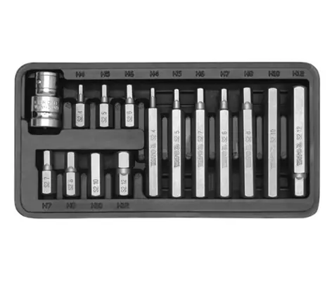 YATO Sada bitov inbus s adaptérom 10 mm x 1|2" (15 ks) / H4 - H12 / Dĺžka 30-75 mm