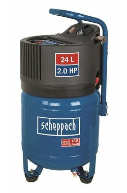 Scheppach HC 24 V / Bezolejový kompresor / 1500W / 120-180 l-min / Tlak 10 bar / 24 L