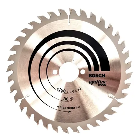BOSCH Optiline Wood 2608640616 / Pílový kotúč na drevo / 190x30 mm / Šírka rezu 2.6 mm / 36 zubov 