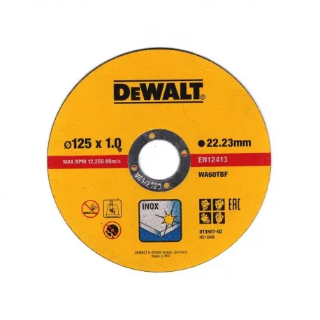 DeWalt DT3507 / Rezací kotúč na kov a oceľ / 125 x 22.2 x 1.0 mm / Šírka rezu 1.0 mm / 10 ks