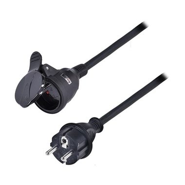 Solight predlžovací prívod - spojka 1 zásuvka 5m čierna / gumová / 3 x 1.5mm2