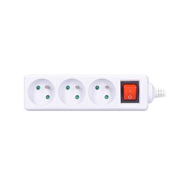 Solight viacnásobná zásuvka 3 zásuvky + vypínač biela / 230V-16A