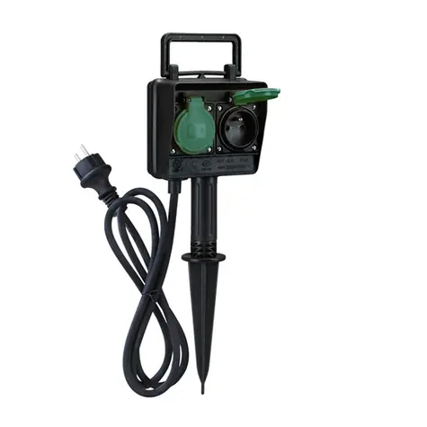 Solight záhradný stĺpik IP44 2 zásuvky / gumový kábel 1.5m