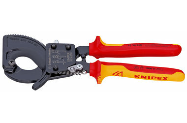 Knipex 95 36 250 Kliešte na káble VDE (Princíp rohatky so západkou) 250mm / 32mm / 240mm2 / MCM 500