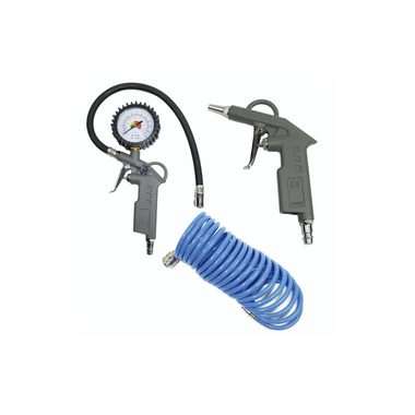 Aerotec sada pneumatických nástrojov / fúkacia pištoľ + pištoľ na hustenie kolies (30cm) + tlaková špirálová hadica (5m)