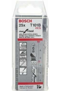 BOSCH 2608633622 / Pílový plátok do priamočiarej píly T 101 B / HCS / dĺžka: 100 mm / Rozteč zubov: 2.7 mm / 25ks / dopredaj