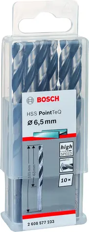 BOSCH HSS PointTeQ 2608577233 / Špirálový vrták / 6.5 x 63 mm / 10 ks