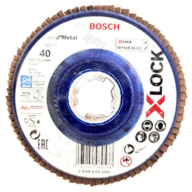 BOSCH X571 Best for Metal 2608619209 / Lamelový brúsny kotúč / X-LOCK / Zrnitosť 40 / 125x22.23mm 
