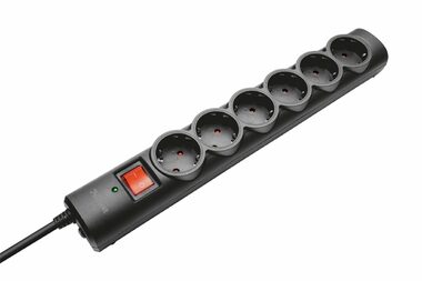 Trust Surge Protector 6 ports čierna / 1.8m / 250V / 2500W / 6 zásuviek