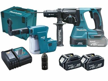 Makita DHR243RTJW / Aku kombinované kladivo / 18V / SDS- PLUS / 950 ot-min / 4700 úderov-min / 2.0 J / 2x 5.0 Ah