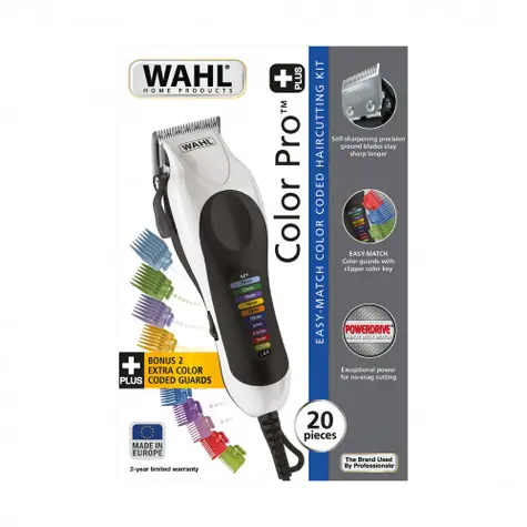 Wahl 20104-0460 Color Pro Plus / zastrihávač vlasov / šírka čepele: 45 mm/min. 1mm / 12 nástavcov