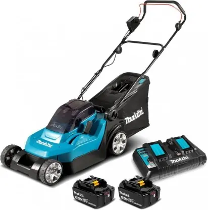 Makita DLM432PT2 / Aku Kosačka na trávu / 18V / 3600 ot-min / záber 43 cm / kôš 50 l / 2x Aku 5Ah