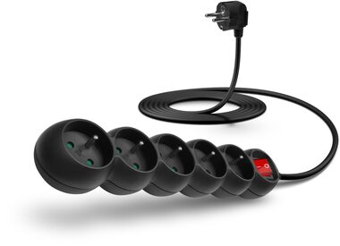 CONNECT IT CES-1007-BK predlžovací kábel 230V čierna / 3m / 5 zásuviek / vypínač