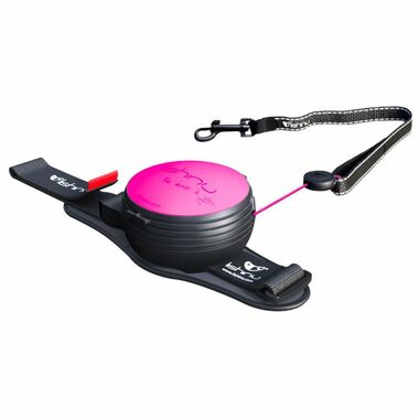 Lishinu3 NEON vodítko ružová - veľkosť L (13-40kg) / Hands-free samonavíjacie vodítko s lanom