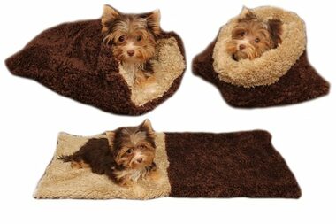 Marysa DE LUXE pelech 3v1 pre šteniatka &amp; mačiatka tmavo hnedá-béžová