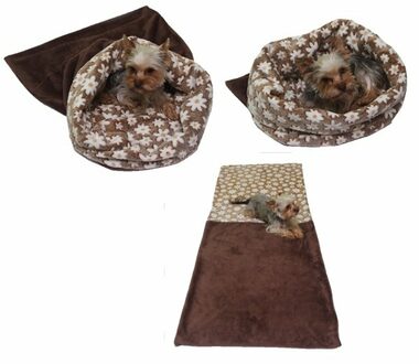 Marysa DE LUXE pelech 3v1 pre mačky tmavo hnedá-kytičky - veľkosť XL