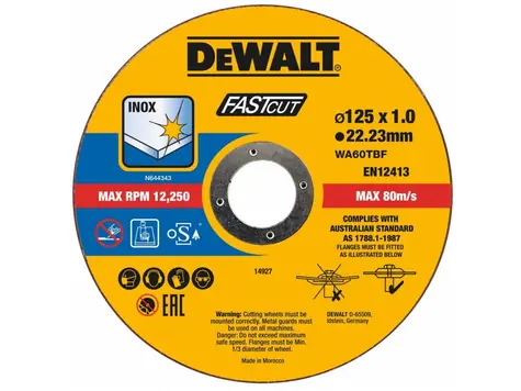 DeWalt DT20540 / Rezný kotúč na nerez kov / Priemer 125x22.23 mm / Šírka 1.0 mm / 100ks