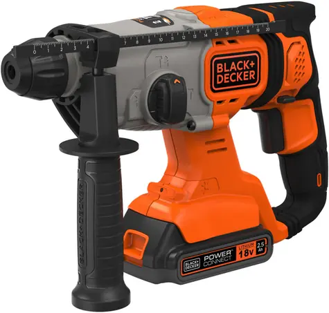 Black&amp;Decker BCD900E2K / Aku kombinované vŕtacie a sekacie kladivo / 18V / 2x 2.5 Ah aku / 180 ot-min / 6350 príklepov-min