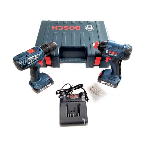 BOSCH GDX 180-Li GSR + 180-Li Aku modrá / Aku rázový uťahovač + vŕtací skrutkovač / 18 V / 1.5 Ah / 2 x Aku / Kov &amp; Drevo / dopredaj