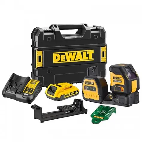 DEWALT DCE088D1G18 / Nivelačný prístroj / Dosah 50m / Presnosť: 3 mm / príslušenstvo
