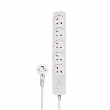 SAVIO LZ-10 Predlžovací prívod 5 zásuviek 5m biela / vypínač