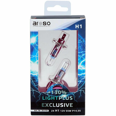 Aroso Autožiarovky Light Plus H1 12V 55W P14.5s sada 2ks - svietivosť plus 130%