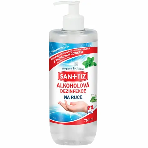 Sanitiz Alkoholová dezinfekcia na ruky 750ml - parfém mäta / obsahuje Aloe Vera