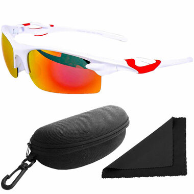 Polarized Okuliare slnečné 174 - obrúčky biele - sklá červeno-zlatá zrkadlové / polarizačné sklá 