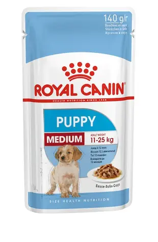 Royal Canin Medium Puppy in saucia 10 x 140 g / Kapsičky pre psov / psy stredných plemien (11-25 kg) / do 12 mesiacov