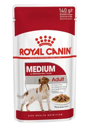Royal Canin Medium Adult in saucia 10 x 140 g / Kapsičky pre psov / psy stredných plemien (11-25 kg) / 12 mesiacov do 10 rokov