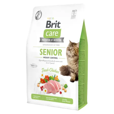 Brit Care Cat Grain-Free Senior Weight Control 2 kg / Kompletné krmivo pre staršie mačky (nad 7 rokov)