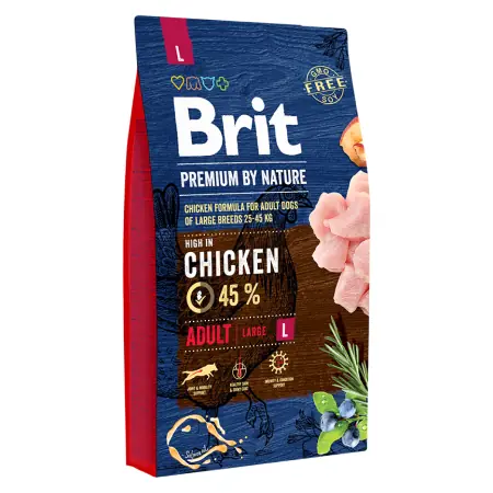 Brit Premium by Nature Adult L 8 kg / Kompletné krmivo pre psy / dospelé psy veľkých plemien (25-45kg)