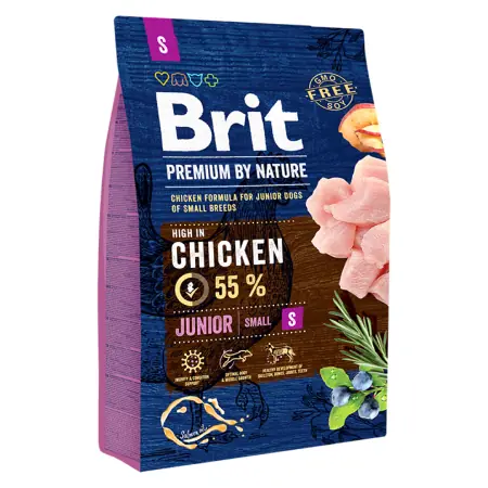 Brit Premium by Nature Junior S 3 kg / Kompletné krmivo pre psov / pre mladých psov (1-12 mesiacov) / 1-10 kg
