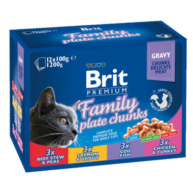 Brit Premium Cat Pouches Family Plate (12x100 g) 1.2 kg / Kapsičky pre mačky