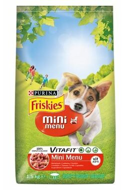 Purina Friskies mini menu - hovädzie a obilie / granule pre dospelých malých psov / 1.5 kg