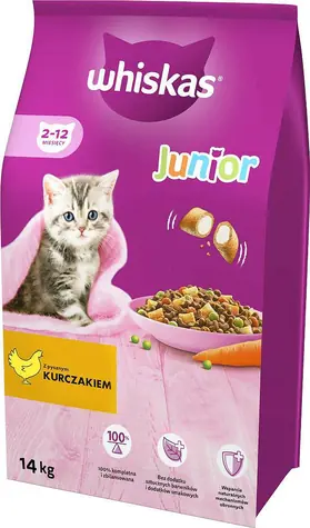 Whiskas Junior granule s kuracím mäsom 14 kg / pre mačiatka