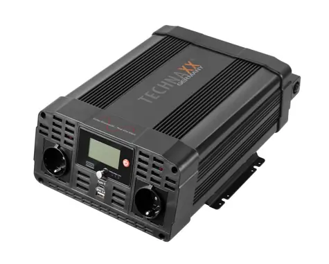 Technaxx TE22 Menič napätia / 2000W / vstup 12V DC / 2x 230V / 2x USB / čistý sínus