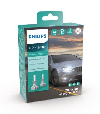 Philips LED H3 Ultinon Pro5100 HL 12/24 V 12W 2 ks / Autožiarovka LED / pätica PK22s