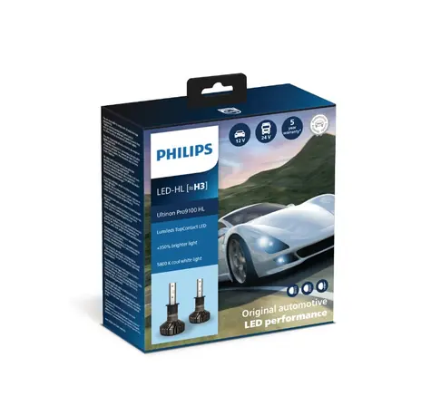 Philips LED H3 Ultinon Pro9100 HL 12/24 V 13.2W 2 ks / Autožiarovka LED / pätica PK22s