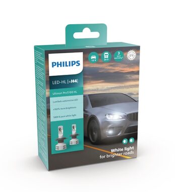 Philips LED H4 Ultinon Pro5100 HL 12/24 V 12W 2 ks / Autožiarovka LED / pätica P43t