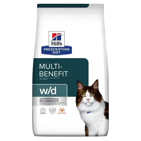 Hill's PD Multi-Benefit Feline w/d 3 kg / Granule pre mačky / s kuracím mäsom / regulácia cukru v krvi &amp; zdravé trávenie